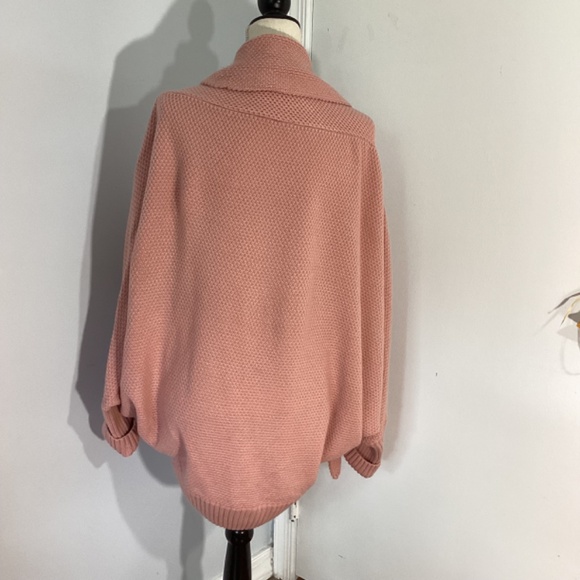 WOMAN REGULAR LARGE LIGHT PINK KNIT CARDIGAN OPEN FRONT COTTON BLEND CASUAL - Picture 2 of 10